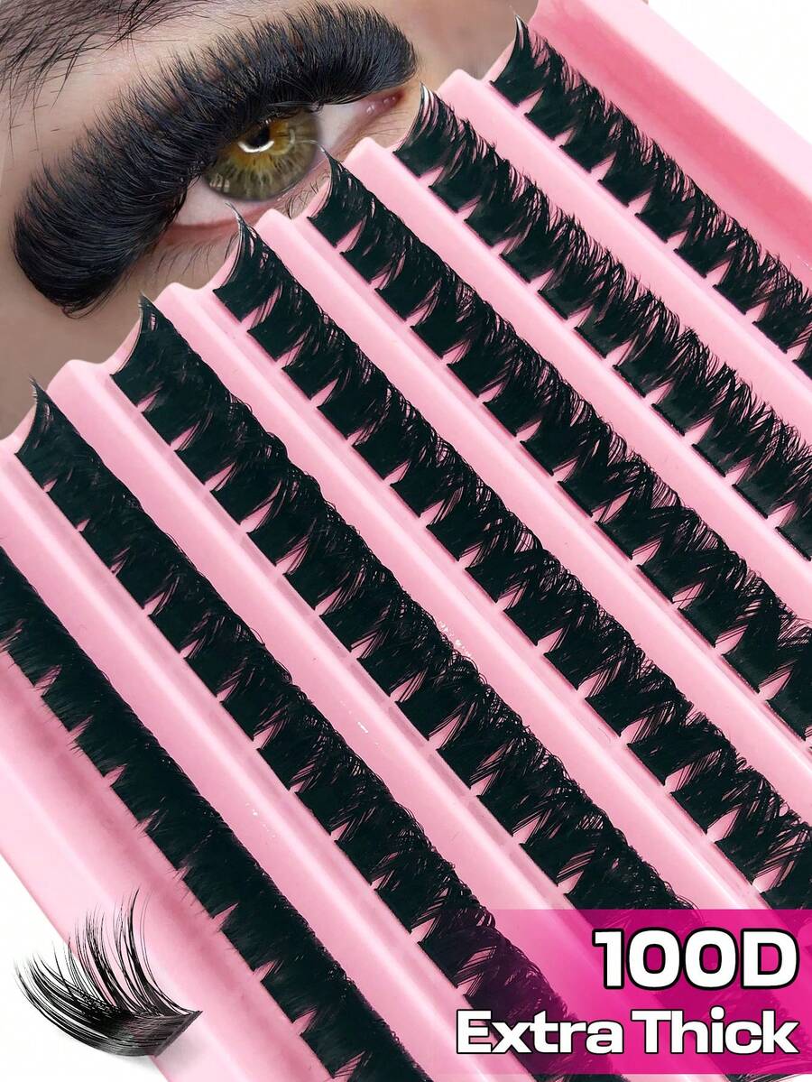 Asiteo 7 Rows 112pcs Single Lash Clusters, 100D D Curl, 8-16mm, DIY Lash Clusters, Thick & Fluffy, Natural Look, Reusable, Single Lash Extension Kit, Suitable For Home Or Outdoor Use, Applicable For Daily Life, Wedding, Date, Party, Travel, Spring Season - D - View 1