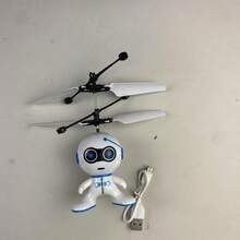 1个遥控机器人，防震材质，红外遥控，塑料飞行玩具，手势感应飞行器，互动教育玩具，适合男孩和女孩（可选带遥控器或不带遥控器，手工涂漆表面可能略有不同，手工测量尺寸可能存在细微误差） - 彩色 - 查看 11