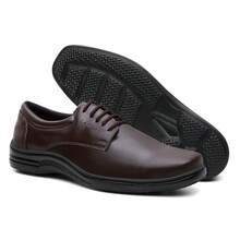 Kit 2 Pares Sapato Social Couro Sintético  Alta Qualidade - Ideal para Trabalho e Uniformes - Multicolorido - Visão 5