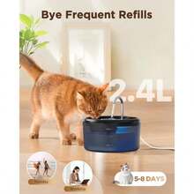 Cat Water Fountain For Cats Indoor: 80oz 2.4L Cat Fountains For Drinking Quiet Pet Watering Bowls For Cats Inside Black Kitten Waterer Plies For Small And Medium Animals