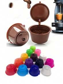 5pcs/Set Coffee Filter Cups, Capsule Filters, Plastic Coffee Filter Cups, Refillable Stainless Steel Coffee Capsule Cups - Multicolor - View 10