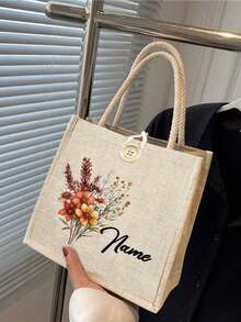 Túi tote tùy chỉnh, quà tặng cá nhân hóa cho Ngày Nhà giáo/Lễ Tạ ơn, túi nhẹ, dung tích lớn, phong cách thường ngày, phù hợp cho đám cưới, sinh nhật, bãi biển, kỳ nghỉ, trường học, món quà lý tưởng cho phụ nữ, mẹ, giáo viên, bạn bè, phù dâu, học sinh, túi xách/túi tote dung tích lớn, lựa chọn quà tặng năm mới. - Nhiều màu - Xem 3