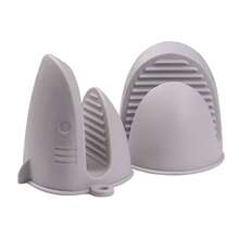 6pcs PAIR OF GREY SILICONE MINI MITT GRIPS HEAT RESISTANT POT HOLDER MITTS KITCHEN - Grey - View 2