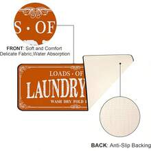 Alfombra de lavandería antideslizante - Tapete de cocina estilo granja para vestíbulo y baño - Negro, 20 x 47 pulgadas - Naranja - Ver 5