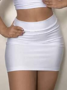 Short Suplex Skirt, Basic, Tight And Super Stylish, Casual Beach, Clubbing, Simple, Party, Casual, None, Beach, Vacation - Blanco - Ver 1