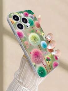 1pc Fashionable Dandelion Print Transparent Painted Anti-Drop Phone Case Compatible With IPhone 16/11/16pro/16plus/16promax/16e/15Promax/13/14/12/XS/XR/7G/8P, Compatible With Samsung Galaxy 11/12Pro/12/12X/13Pro/14Pro/15Pro/X3pro/, Compatible With Redmi 10/9/Note9/12c/Note11pro/Note8Pro/9C/9a, Anti-Drop Phone Protective Case - Multicolor - View 2
