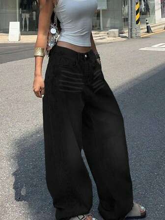 Lässiger amerikanischer Street-Style, minimalistisch, vielseitig für den täglichen Arbeitsweg, Damenjeans