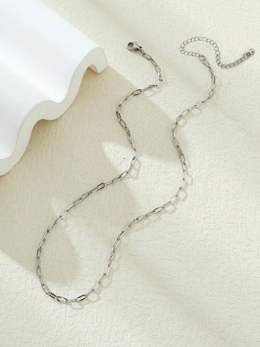 Aboocag 極簡鏈條樣式項鍊 - 銀色 - 查看 1