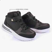 Club Happy Calcados Tênis Cano Alto Infantil Feminino Preto Casual Escolar Confortável Teen - Preto - Visão 5