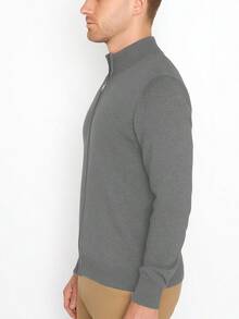 Homme Men's Simple LightweightStylish Casual Zip-Up Knit Sweater, Suitable For Autumn/Winter, Mock Neck Men, Men Knit Tops, Quarter Zip Sweater Men, Men S Sweater  Plain - 希瑟.格雷 - 查看 3