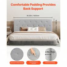 Headboard, Full Size Headboard With Adjustable Height, Comfortable Diamond Tufted For Full Size Bed, W 56.3 X H(35.6-47.4)Inches, Ideal For Bedroom, Hotel, Homestay, Dormitory, Light Grey - 灰色 - 查看 3