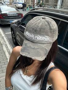 沙漠迷彩户外立体字母刺绣水洗做旧破洞时尚弧形帽檐棒球帽,男士棒球帽,小众设计帽子,水洗做旧迷彩帽,3D字母刺绣软顶帽,时尚水洗破洞迷彩帽,女士棒球帽,情侣帽 - 彩色 - 查看 6