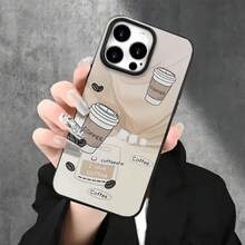 Funda protectora para phone con diseño de granos de café (1 unidad), compatible con phone 16 Pro Max, 16, 15 Pro, 14, 14 Plus/14 Pro Max, 13, 13 Pro, 12 Pro, 11/11 Pro. Regalos para cumpleaños y festividades - Blanco - Ver 2