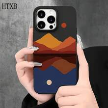 Funda protectora para phone (1 unidad) con diseño de montañas azules y rojas y orificios grandes. Compatible con phone 16 Pro Max, 16, 15 Pro. 14, 14 Plus/14 Pro Max, 13, 13 Pro, 12 Pro, 11/11 Pro (Serie Pro). Regalos para cumpleaños y festividades. - Blanco - Ver 6