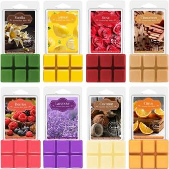 1/8 Block Doftande Vaxsmältor, Långvariga Doftvaxkuber För Ljusvärmare - Aromaterapiljussmältor För Avslappning, Meditation/Yoga, Heminredning, Julklappar Och Vinteranvändning (85 g, Flera Dofter)