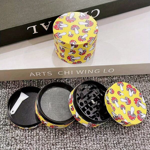 2inch 50mm Cute Mushroom Herb Grinder Metal 4-Layers Manual Crusher Mill Mortar Cartoon Zinc Alloy Grass Tobacco Grinder Smoking Accessoris Cigarette Tool Gift