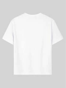 Girls & Teenagers Students Casual Printed Black Crew Neck Short Sleeve T-Shirt Top, Summer - White - View 4