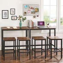 VASAGLE Bar Table, Narrow Long Kitchen Dining Table, Sturdy Metal Frame, Industrial, 15.7 X 39.4 X 35.4 Inches - 棕色 - 查看 2