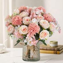 1 Stück/80 Stück 30cm künstliche Rosen Blumenstrauß Seide Hortensie Hochzeitsdekoration, Künstliche Pflanzen, Herbstdekoration Zuhause, Esszimmer, Schlafzimmer, Vase Dekoration, Feiertag Geburtstags Party Zubehör, Hochzeitsszene Szenerie Dekoration, Blumen, Valentinstag Geschenke, Neujahr DIY Material - Pink - Übersicht 1