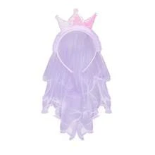 1/4/6pcs Ombre Sequin Crown With Veil Headband, Sweet Princess Headpiece For Kids, Party, Festival, Holiday Celebration