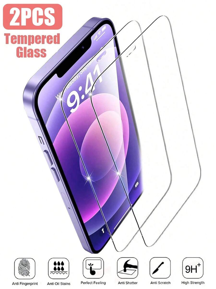BOLLYMORE 适用于 17 Pro Max/17 Pro/17/Air/16e/16/15 Pro Max 的 2 片装高清钢化玻璃屏幕保护膜 - 9H 防刮、防水、无气泡，包含清洁套装 - 無色 - 查看 1