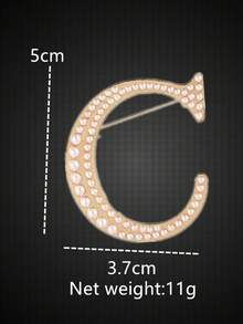 1pc 26 English Letter Pearl Brooch Pin, Fashion Versatile Clothing Anti-Slip Decoration, Scarf Clip, Shoes, Hat Accessory, Retro - Yellow Gold - View 8