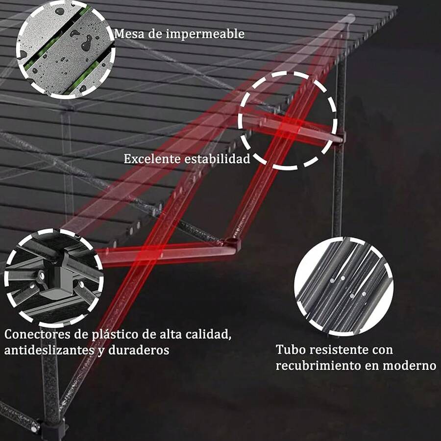 Mesa Plegable Camping, 95 * 55cm Plegable Playa De Portátil, Mesa De Camping Plegable Pequeña Adecuado para Exteriores, Playa, Picnic, Barbacoa, Pesca - 95 * 55 cm - Ver 1