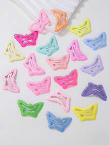 50pcs/Jar Assorted Color Star, Butterfly, Water Drop Hair Clips For Girls, Versatile Side Bangs Clips, Damage-Free Hairpins, Suitable For Daily Use - Multicolor - View 4