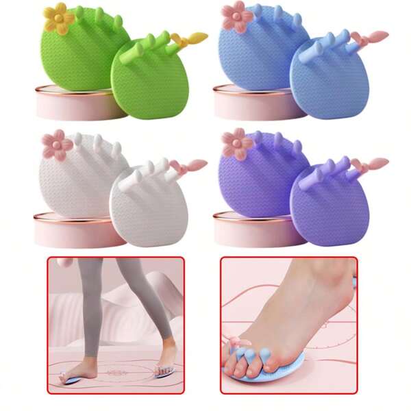 1双女士防下垂足弓支撑训练器，防滑瑜伽健身舒适脚趾分离器，轻便重叠式脚趾美化辅助器，普拉提健身器材