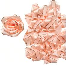 100 片闪闪发亮的金色装饰丝带花瓣 - 优质 DIY 花卉工艺用品 - 金边手工缎带丝绸花瓣套件半成品，非常适合 DIY 制作永恒玫瑰花束 - 金邊手工花瓣 - 查看 14