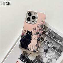 Funda protectora para phone con diseño de flores blancas y negras, con orificios grandes, compatible con phone 16 Pro Max, 16, 15 Pro, 14, 14 Plus/14 Pro Max, 13, 13 Pro, 12 Pro, 11/11 Pro. Ideal para regalar en cumpleaños y otras ocasiones especiales. - Blanco - Ver 2