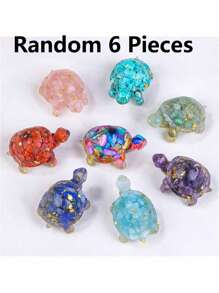 1/3/6pcs Multi-Color Crystal & Resin Sea Turtle Decorations - Healing Gemstone Pocket Decor, Suitable For Home Office Decoration