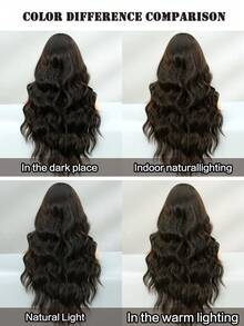24 Inch Long Wavy Black Wig With Curtain Bangs For Women Heat Resistant Fiber Hairpiece,Natural Synthetic Full Machine Hair Wigs For Daily Music Festival Party Wear, Cosplay Halloween & Street Photography Use - 自然黑 - 查看 8