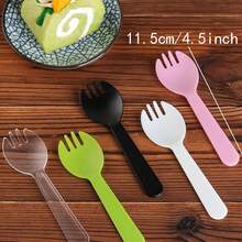 100PCS Disposable Sporks, Individually Packaged Plastic Spork For Cakes, Desserts, Ice Cream, Bread, Heavy Weight Fork Spoon For Party, Wedding, Picnics, Buffet (Pink) - Hồng - Xem 5