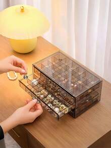 1 pièce Boîte de rangement pour bijoux à 3 couches transparente de 72 compartiments pour boucles d'oreilles, bagues, colliers et bracelets quotidiens pour femmes. Style tiroir 3 couches 72 compartiments amovibles grande capacité pour organisateur de perceuse à ongles et décoration d'ongles - multicolore - Voir 3