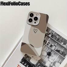 Fundas y protectores para teléfono con orificios grandes y un patrón simple de bloques de color en forma de corazón, compatibles con las series 16 Pro, 16, 15 Pro, 14, 14 Plus/ 14 Pro, 13, 13 Pro, 12 Pro y 11/11 Pro. Regalos para cumpleaños y celebraciones. - Negro - Ver 2