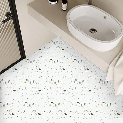 12pcs Marble Style Self-Adhesive Floor Stickers, Vintage Style Pattern Four Corner Floor Stickers, Peel And Stick Removable Home Decorative Stickers, Wall Decorative Wallpaper For Bedroom Kitchen Living Room Balcony Bathroom