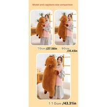 1个90厘米超大可爱水豚毛绒抱枕，柔软毛绒玩具娃娃，送给男孩、女孩的完美礼物，适合生日、节日、复活节等场合。