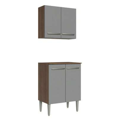 Cocina Integral Completa Modular Madesa Emilly 64cm Color Marrón y Gris