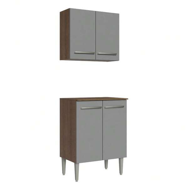 Cocina Integral Completa Modular Madesa Emilly 64cm Color Marrón y Gris