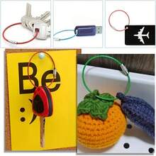 5pcs Steel Wire Ring Keychain, Multi-Color Rope Keychain, Creative Keychain, Carabiner, Pendant Keychain, Back To School Gift, Birthday Gift, Gift For Others (Random Color & Style)