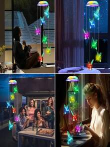 2Piece 2025 UpgradedVersion Butterfly Solar Wind Chimes, 6-Color ChangingLights & Solar-Powered, (800mAh), Suitable For Outdoor Use, Such AsGardens, Windows, Christmas Decorations, PortableOutdoor Decorative Lights, Perfect Gift For Mom, GrandmaWife, Sister,Room Decor,Halloween Lights - Butterfly & Hummingbird Solar Wind Chimes - 查看 3