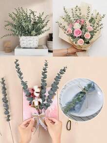 10/20/50 片人造混合桉树叶枝，适用于婚礼 DIY 花束、花艺布置、家居户外花园装饰 - 彩色 - 查看 2