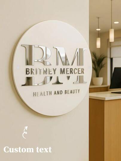 Letrero personalizado para salón de belleza y salud, letrero comercial 3D, corte láser personalizado, logotipo con diseño 3D en relieve, letrero personalizado para salón de belleza y estilo, señalización comercial 3D para recepción, logotipo de recepción, diseño 3D en espejo, letrero personalizado para boutique de moda, letrero comercial 3D para boutique, letrero para tienda de moda, logotipo con diseño 3D en relieve