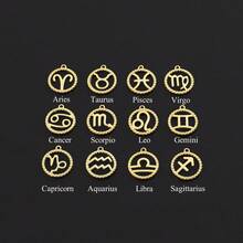 1 buah Kalung Liontin Zodiak Bulat Minimalis Baru, Rantai Emas Stainless Steel untuk Pria - Yellow Gold - View 4