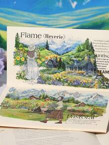 1 Roll Landscape PET Tape, Countryside Style, Dreamy Aesthetic Scrapbooking DIY Material Decorative Stickers - Multicolor - View 5