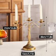 1pc Vintage Gold Metal Candlestick - Three/Five Arm Candle Holder For Formal Events, Weddings, Churches, Festivals, - Decorative Cone Candle Holder For Decorative Table,Room Decor,Gifts Birthday Graduation