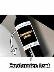 Customized Personalized Wine Bottle Stickers, Birthday Wine Labels, Retro Birthday Stickers, Birthday Gifts, Birthday Gifts For Her, Birthday Labels - Multicolor - View 6