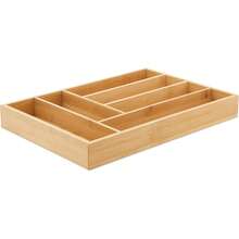 Organizador de cubiertos de bambú con 6 compartimentos, bandeja de madera para cubiertos de cocina, 45 * 32 * 6 cm - 6 cuadrículas - Ver 9