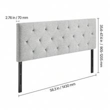 Headboard, Full Size Headboard With Adjustable Height, Comfortable Diamond Tufted For Full Size Bed, W 56.3 X H(35.6-47.4)Inches, Ideal For Bedroom, Hotel, Homestay, Dormitory, Light Grey - 灰色 - 查看 10